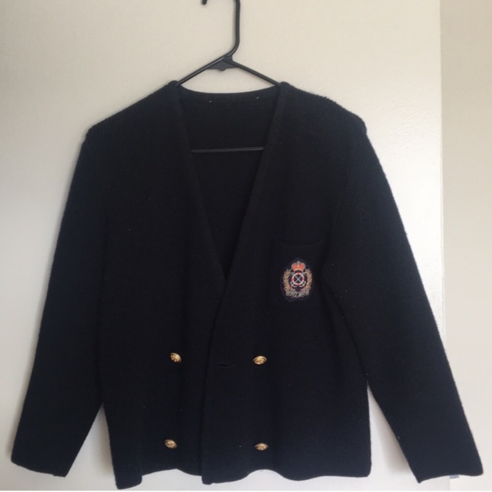 Saint James Paris Blue Crest Sweater Coat